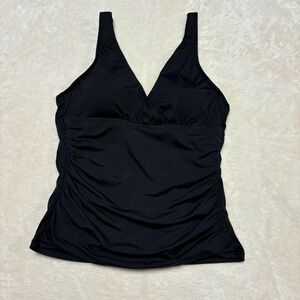 Lauren Ralph Lauren Womens Tankini Top Size 8 Black‎ Padded Beach Resortwear